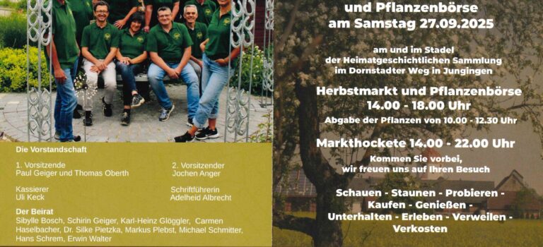 4. Herbstmarkt mit Markthockete am Samstag 27.09.2025